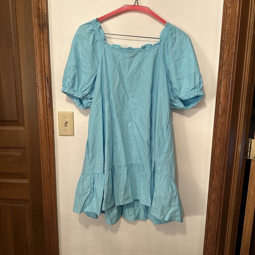 Stoney Clover Lane x Target Womens Blue Linen Blend Ruffled Mini Dress Medium - Picture 3 of 3